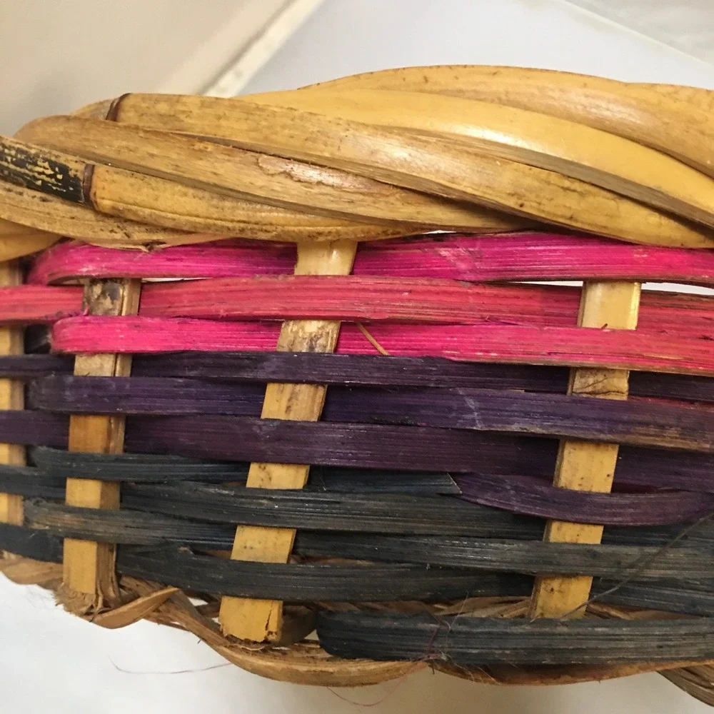 Handmade Woven Basket Home Decor Multi-Color Round Wicker Philippines Rustic